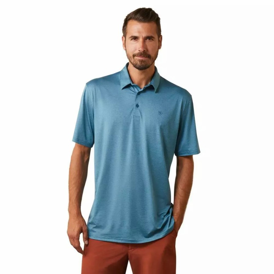 Men * | Ariat Men'S Teal Charger 2.0 Polo