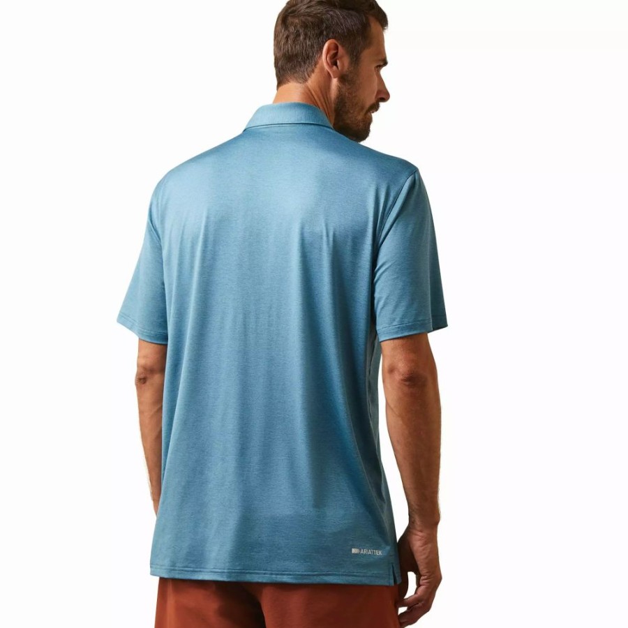 Men * | Ariat Men'S Teal Charger 2.0 Polo