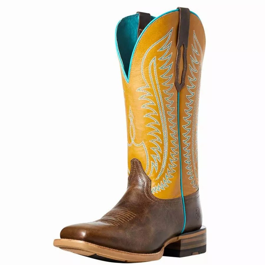 Women * | Ariat Women`S Ariat Belmont Tumbled Brown/Mustard Boot