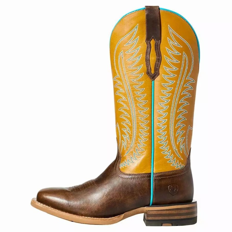 Women * | Ariat Women`S Ariat Belmont Tumbled Brown/Mustard Boot