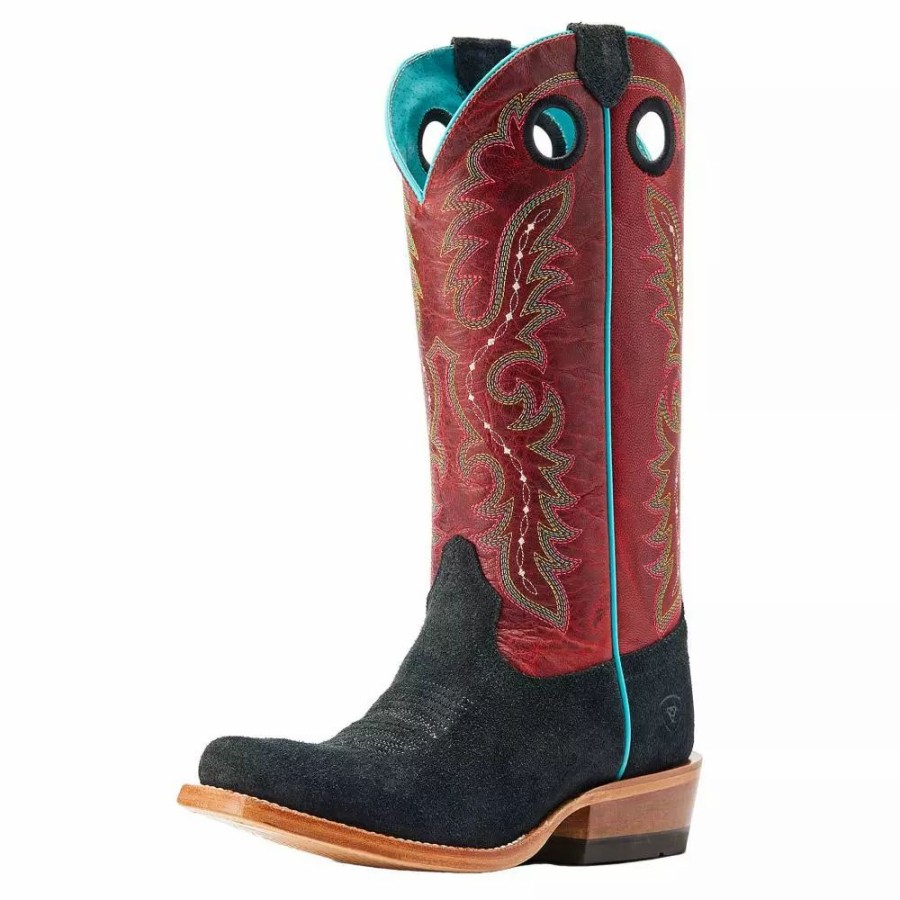 Women * | Ariat Women'S Futurity Boon Black Roughout Crimson Top Boot