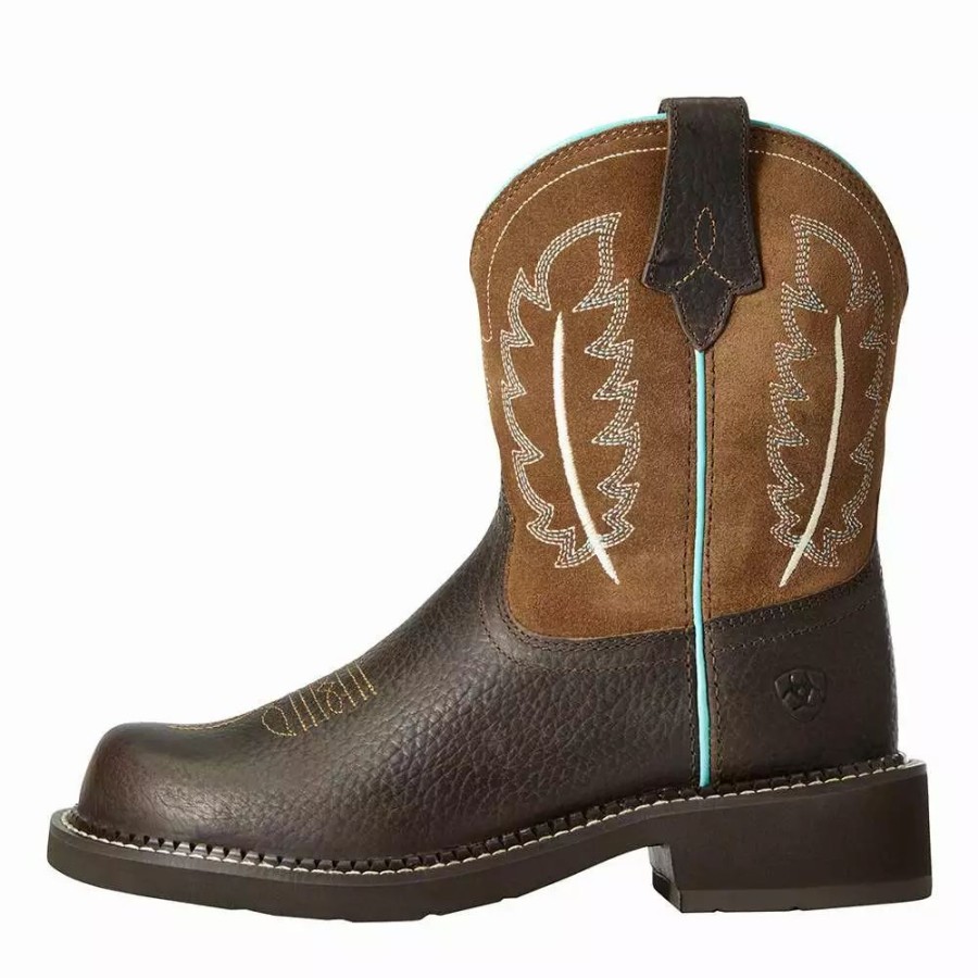 Women * | Ariat Women Ariat Dark Cottage/Tan 8` Fatbaby Western Boot