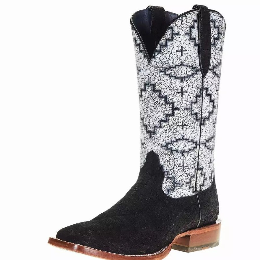 Men * | Ariat Men'S Ariat Pendleton Circuit Black Hippo Print 13In. Kiva Step Square Toe Boot