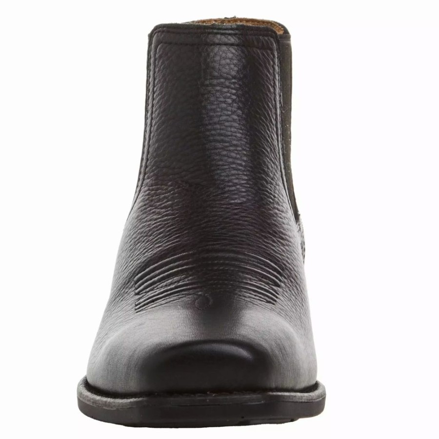 Men * | Ariat Men'S Booker Ultra Square Toe 6In Black Deertan Top Pull On