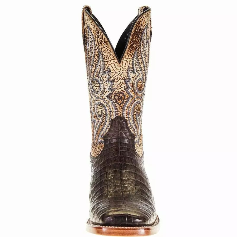 Men * | Ariat Men'S Relentless Chocolate Caiman Belly 11In. Lion Tan Top Boot