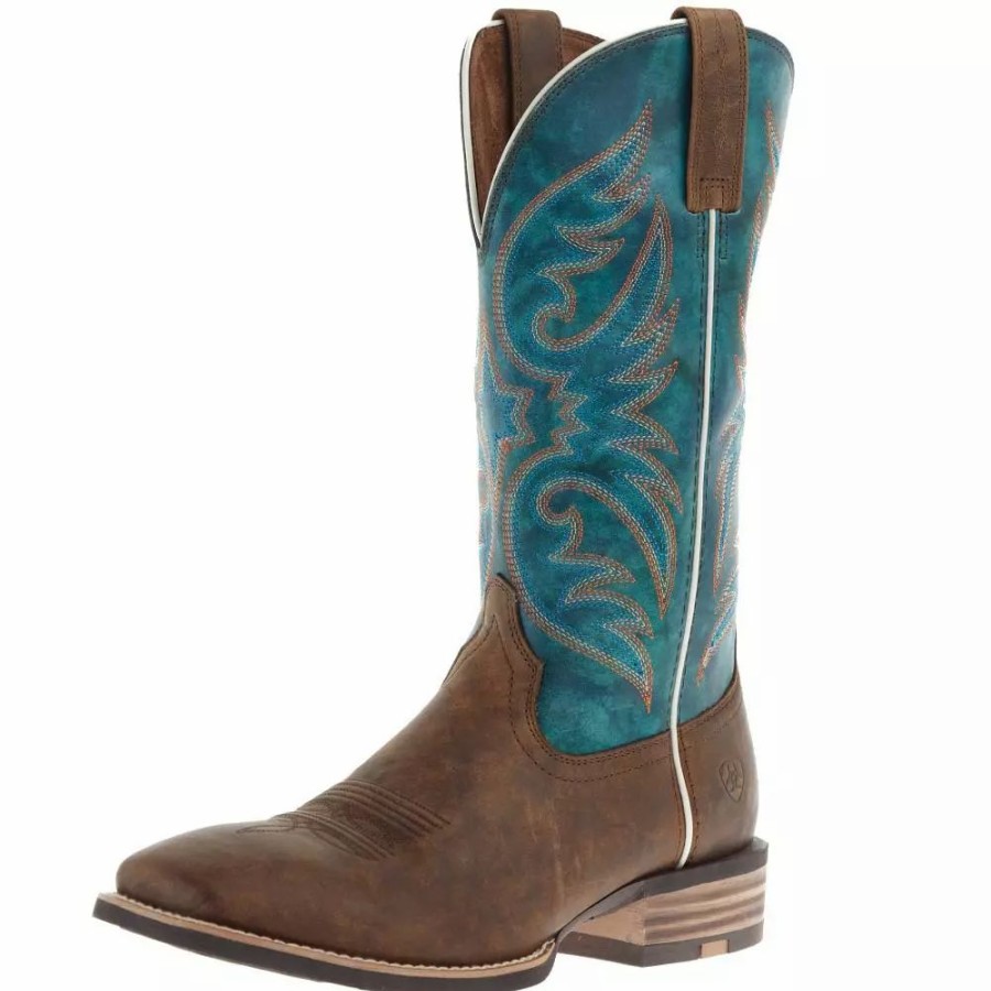 Men * | Ariat Men'S Ricochet Aged Tan Mystic Teal Square Toe