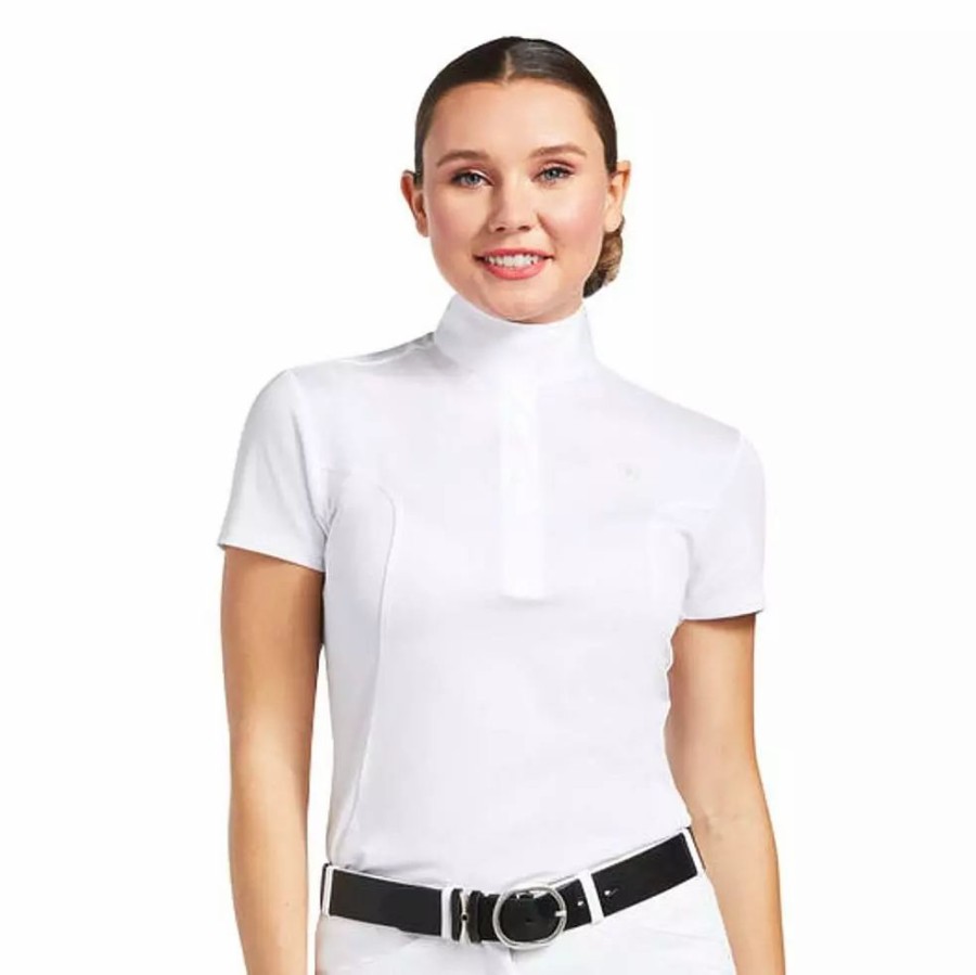 Women * | Ariat Women'S Aptos White Short Sleeve English Show Shirt