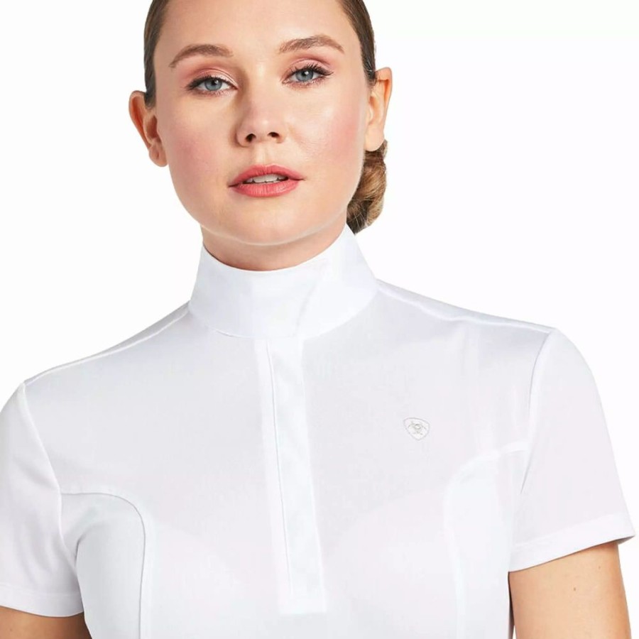 Women * | Ariat Women'S Aptos White Short Sleeve English Show Shirt