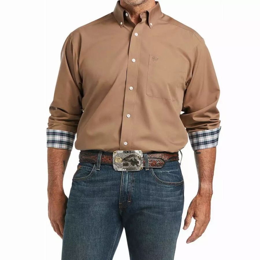 Men * | Ariat Men'S Wrinkle Free Solid Classic Fit Shirt