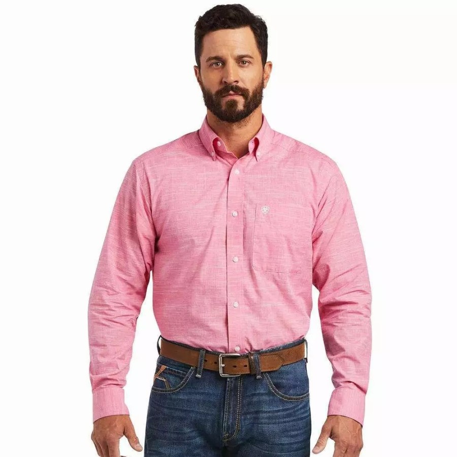 Men * | Ariat Men'S Solid Slub Classic Fit Shirt