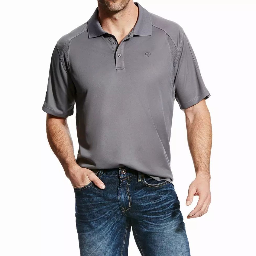 Men * | Ariat Men'S Grey Ac Polo Shirt