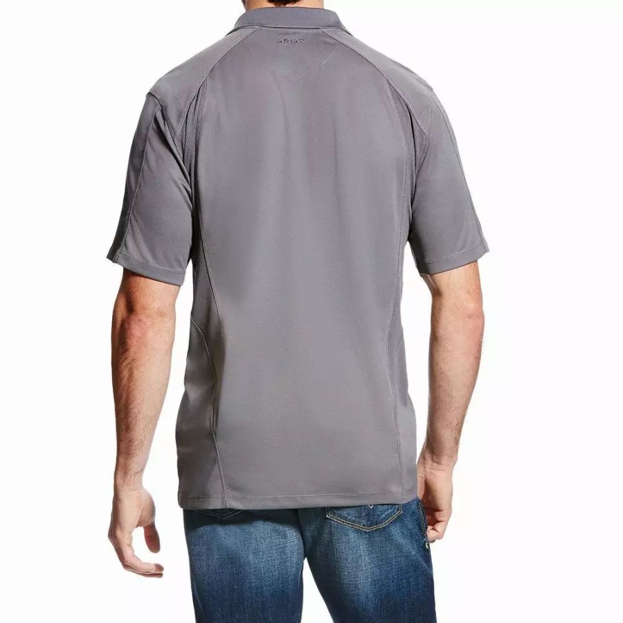 Men * | Ariat Men'S Grey Ac Polo Shirt