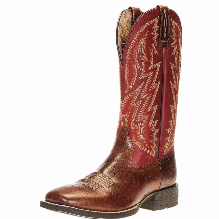 Men * | Ariat Men'S Dynamic Crest Brown 13In. Macaw Red Red Top Boot