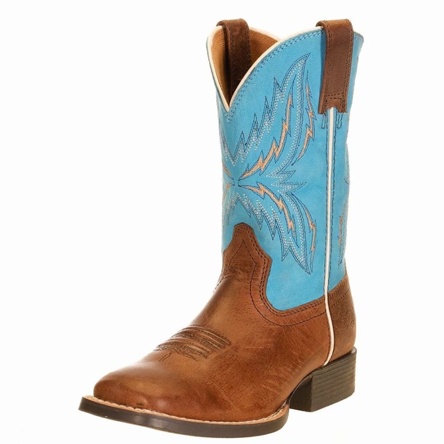 Kids * | Ariat Youth Arena Rebound Billy Brown And Wild Blue Boot