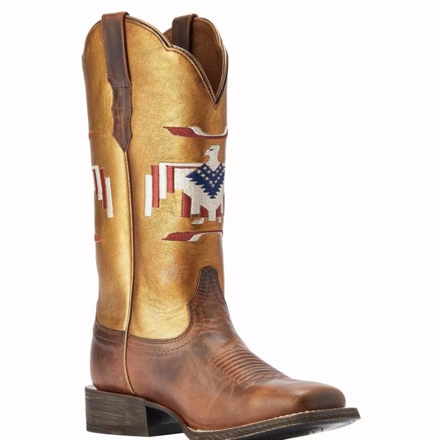 Women * | Ariat Women'S Frontier Tan 12In. Tan Thunderbird Inlay Cowgirl Boot