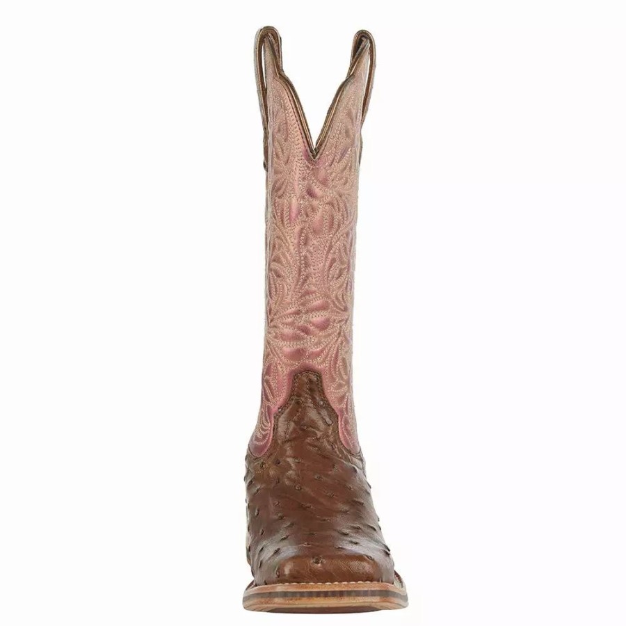 Women * | Ariat Women'S Chocolate Full Quill 12In. Gold Top Cowgirl Boot