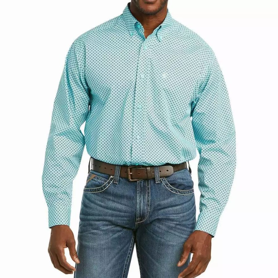 Men * | Ariat Men'S Casual Series Turquoise Print Fenn Shirt