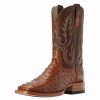 Men * | Relentless By Ariat Men'S Barker Brandy Full Quill Ostrich 11In. Autumn Tan Top Cowboy Boots