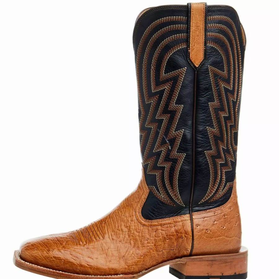 Men * | Ariat Men'S Antique Tan Smooth Quill Ostrich 13In Midnight Black Top Cowboy Boot