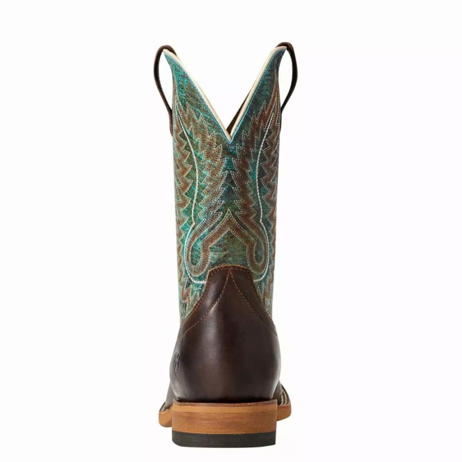 Men * | Ariat Men`S Cow Camp Better Brown 11In. Cool Blue Top Square Toe Cowboy Boots