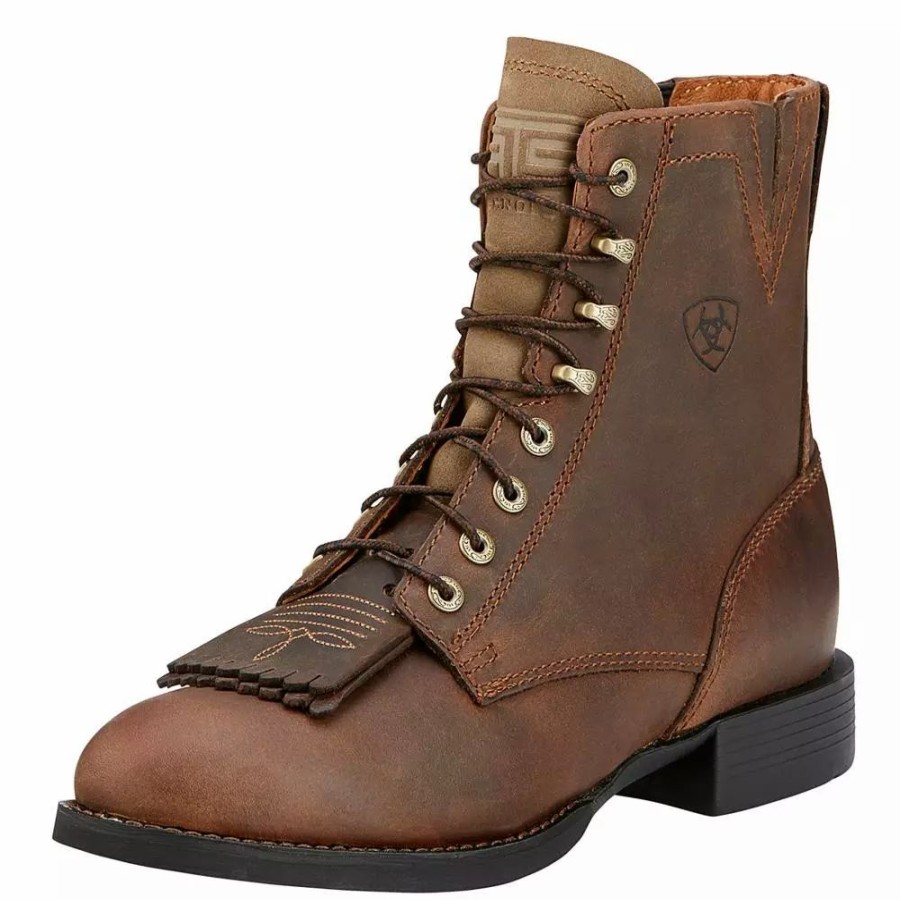 Women * | Ariat Women'S Heritage Lacer Ii Distressed Brown 6 In Top Boot