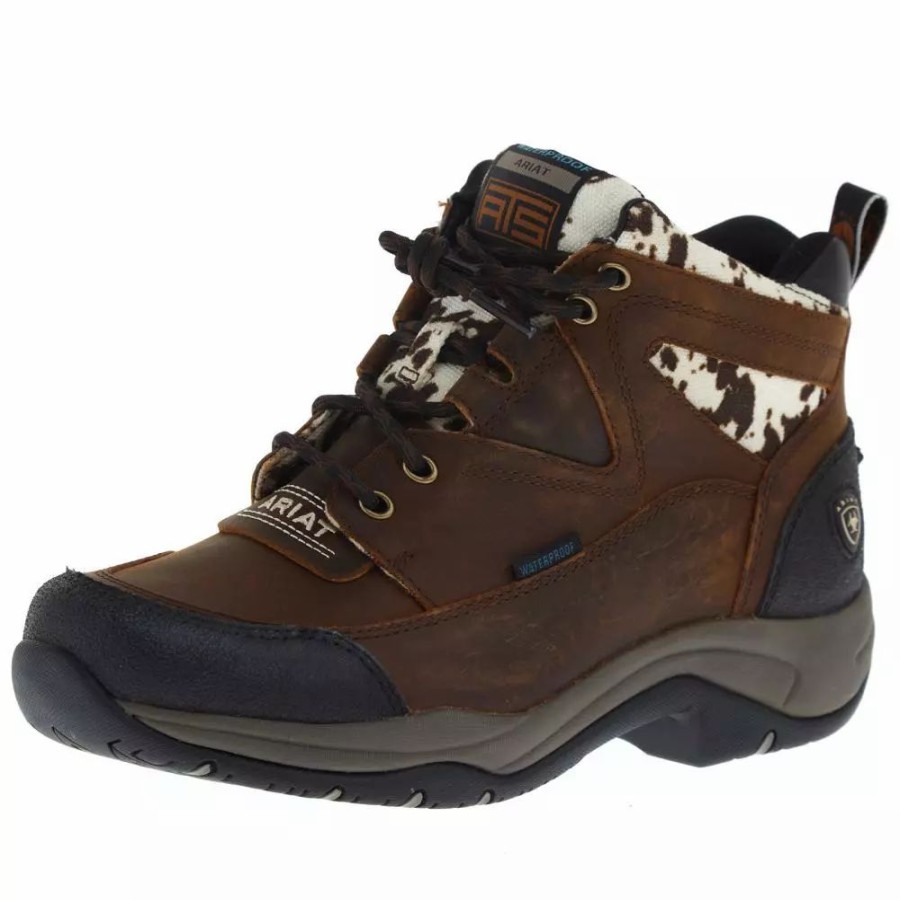 Women * | Ariat Women'S Brown Speckled Cow Print Waterproof Terrain