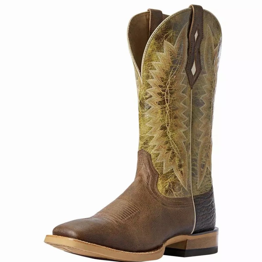 Men * | Ariat Men'S Relentless Record Setter Tobacco Toffee 13In. Edgy Green Top Cowboy Boot