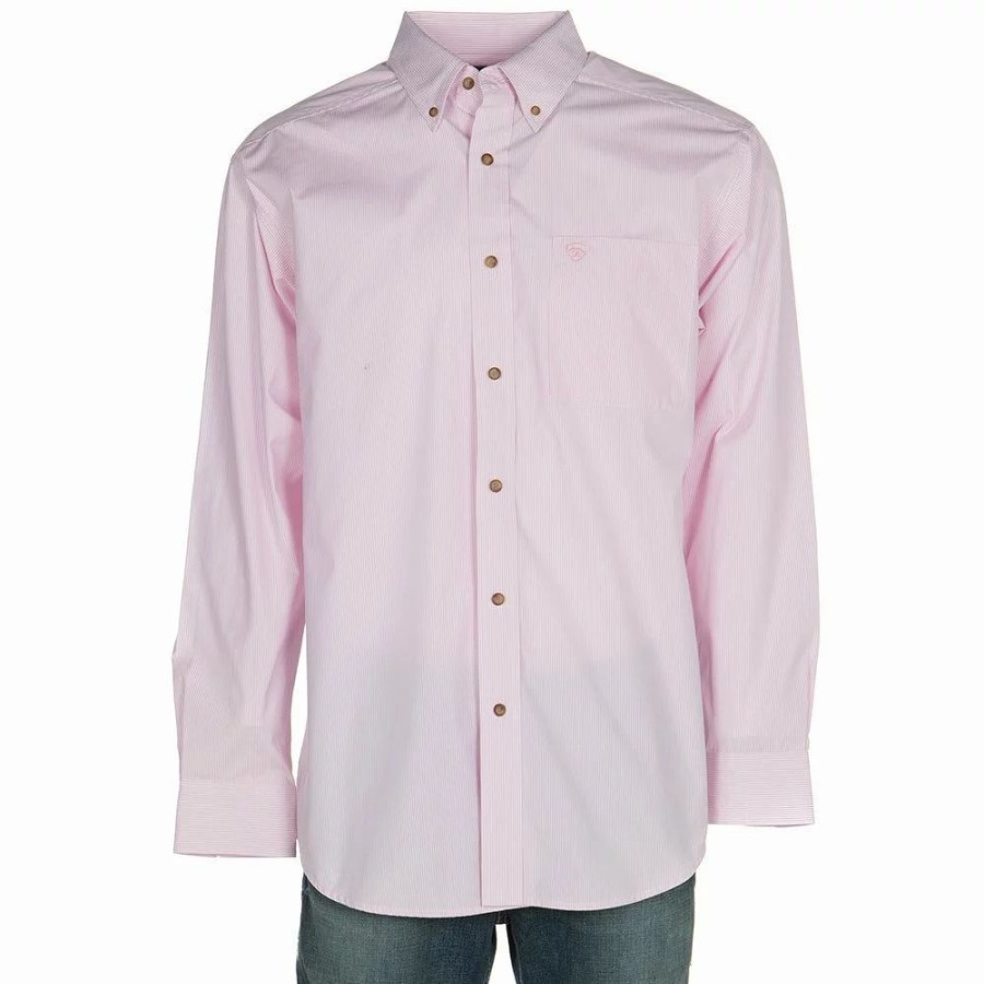 Men * | Ariat Men'S Dayne Mini Pink Stripe Long Sleeve Shirt