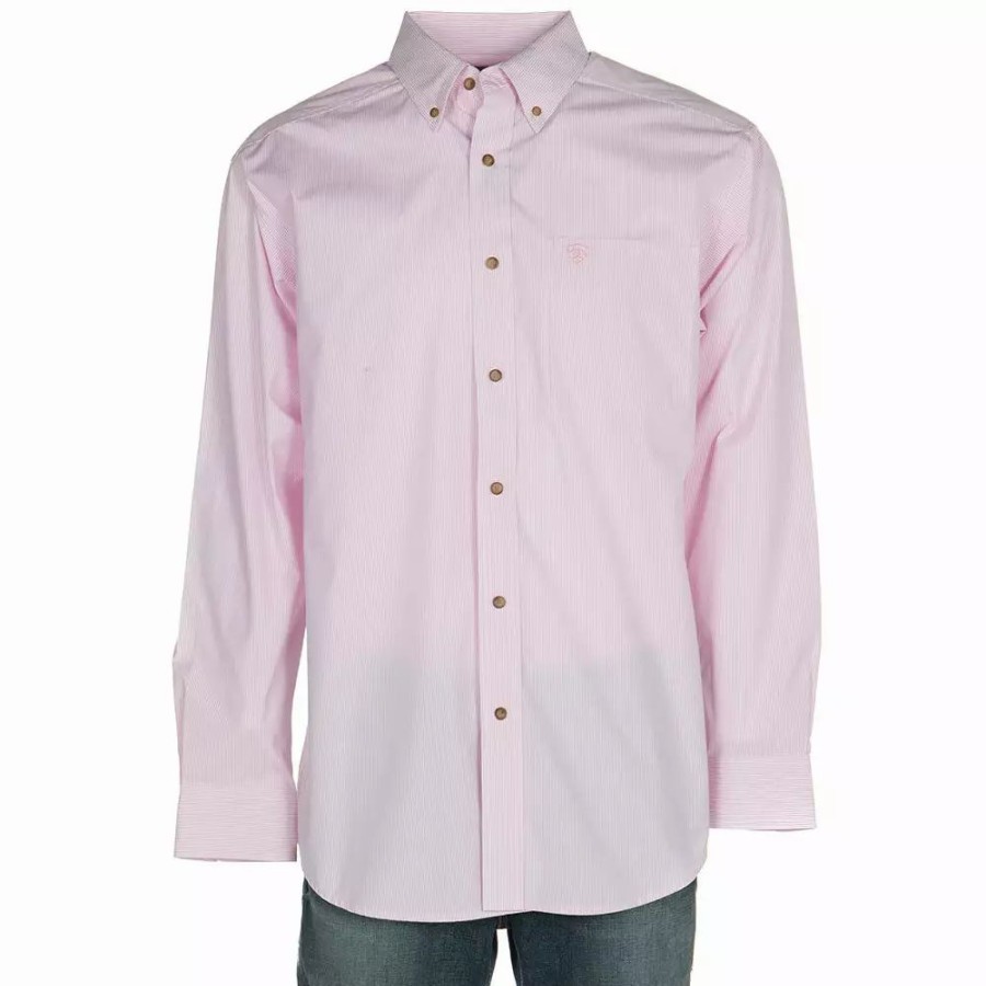 Men * | Ariat Men'S Dayne Mini Pink Stripe Long Sleeve Shirt