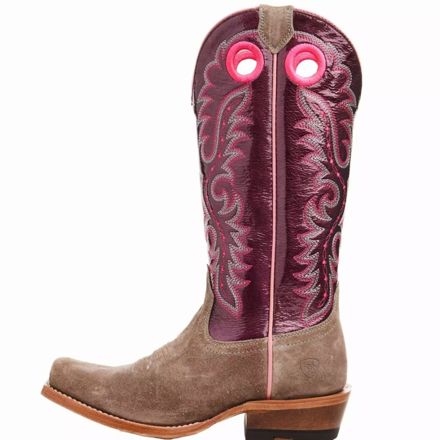 Women * | Ariat Women'S Futurity Smokey Roughout/ Wine Patent 13 In Top Boot