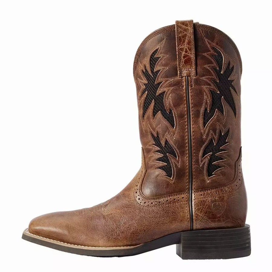 Men * | Ariat Men'S Sport Cool Venttek Dark Tan 11In. Two Tone Tan Top Cowboy Boot