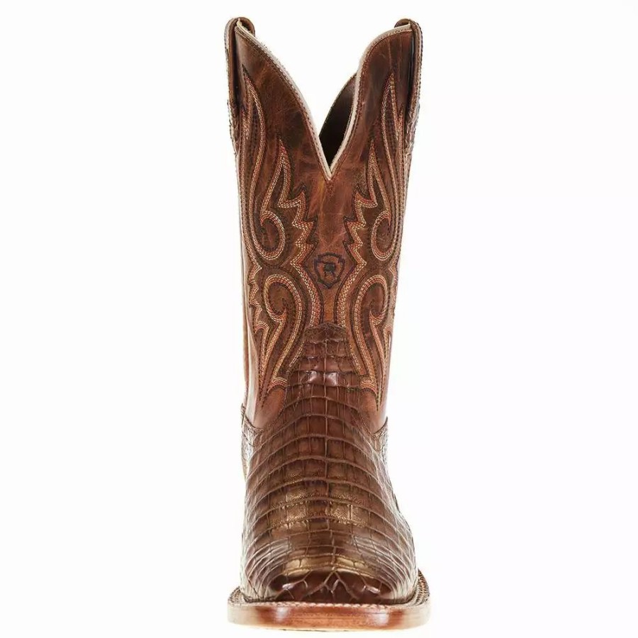 Men * | Ariat Men'S Relentless Natural Caiman Belly 11In. Carmel Tan Top Boot