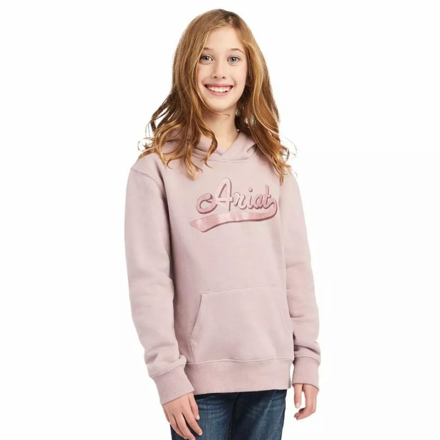 Kids * | Ariat Girl'S Real Glitter Logo Hoodie