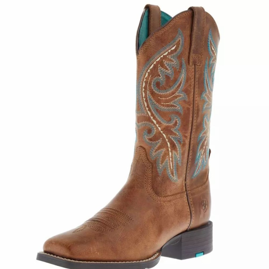 Women * | Ariat Women'S Round Up Back Zip Desert Sand Western Boot