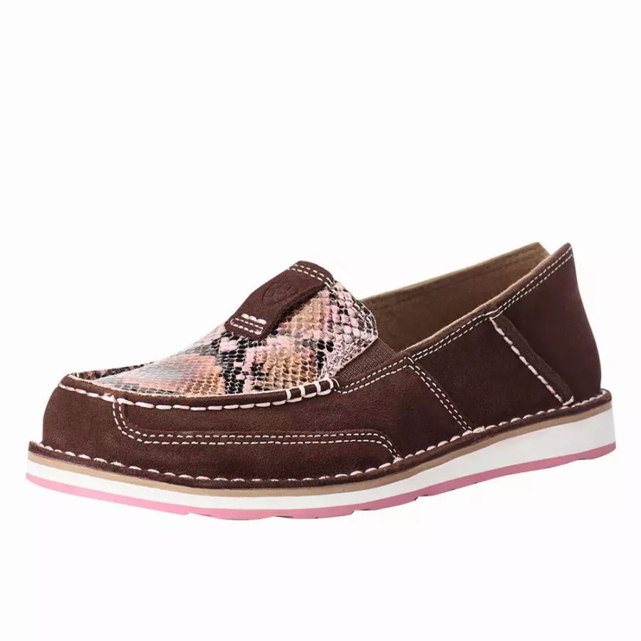 Women * | Ariat Womens Coffee Bean Suede Snake Print Cruiser Casual