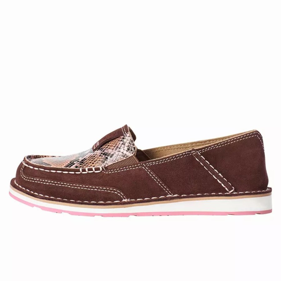 Women * | Ariat Womens Coffee Bean Suede Snake Print Cruiser Casual