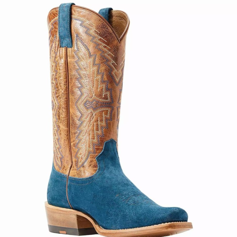 Men * | Ariat Men'S Futurity Showman Navy Roughout Brown Top Cowboy Boot