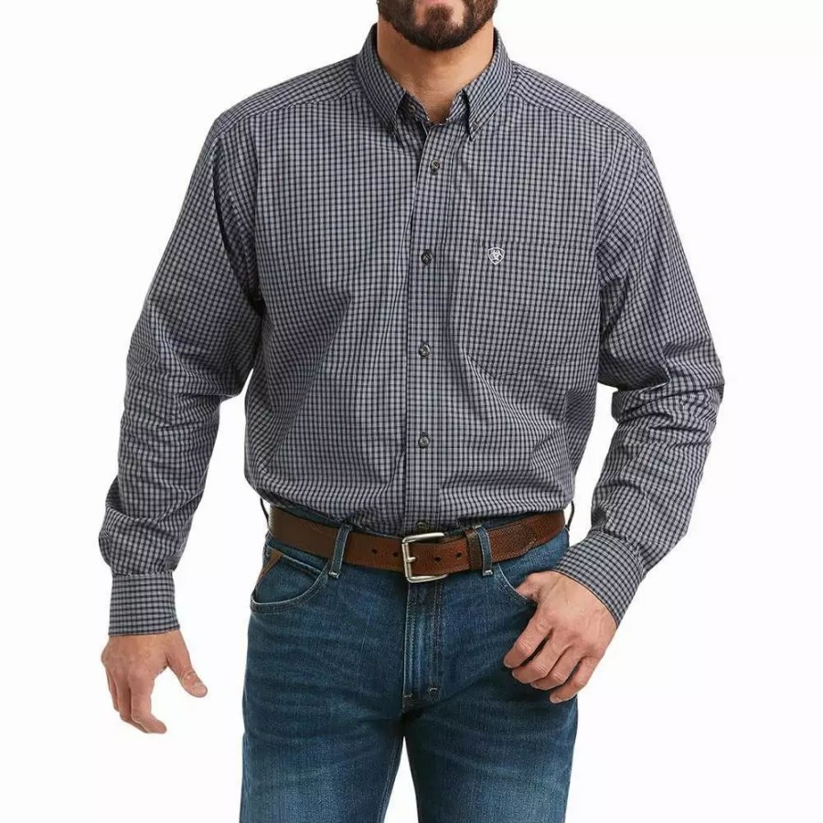 Men * | Ariat Men'S Merrick Navy Plaid Shirt