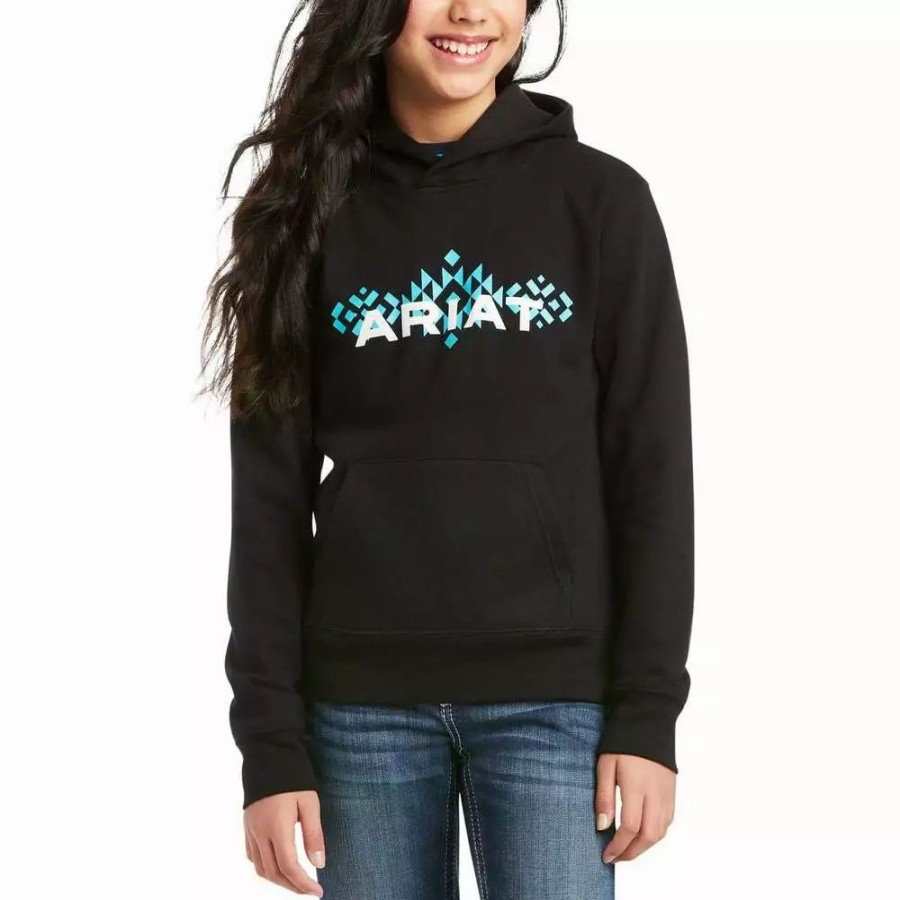 Kids * | Ariat Girls Real Logo Hoodie