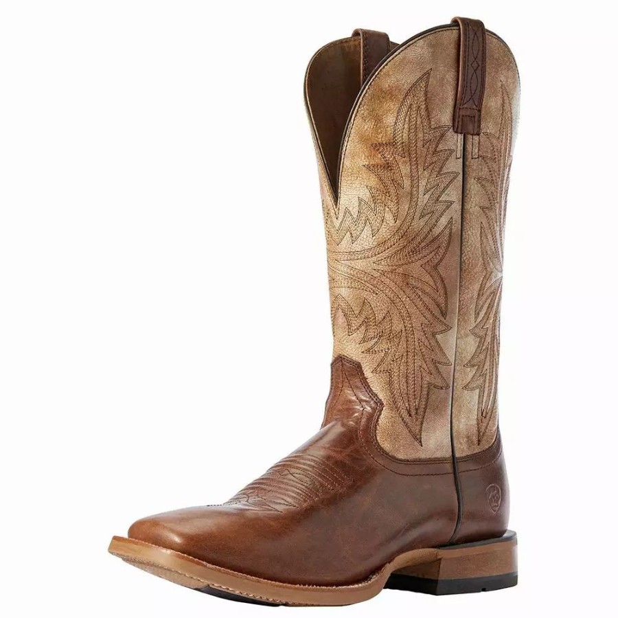 Men * | Ariat Men'S Ariat Red Brown Cowhand 13In. Tarnished Alabaster Top Cowboy Boots