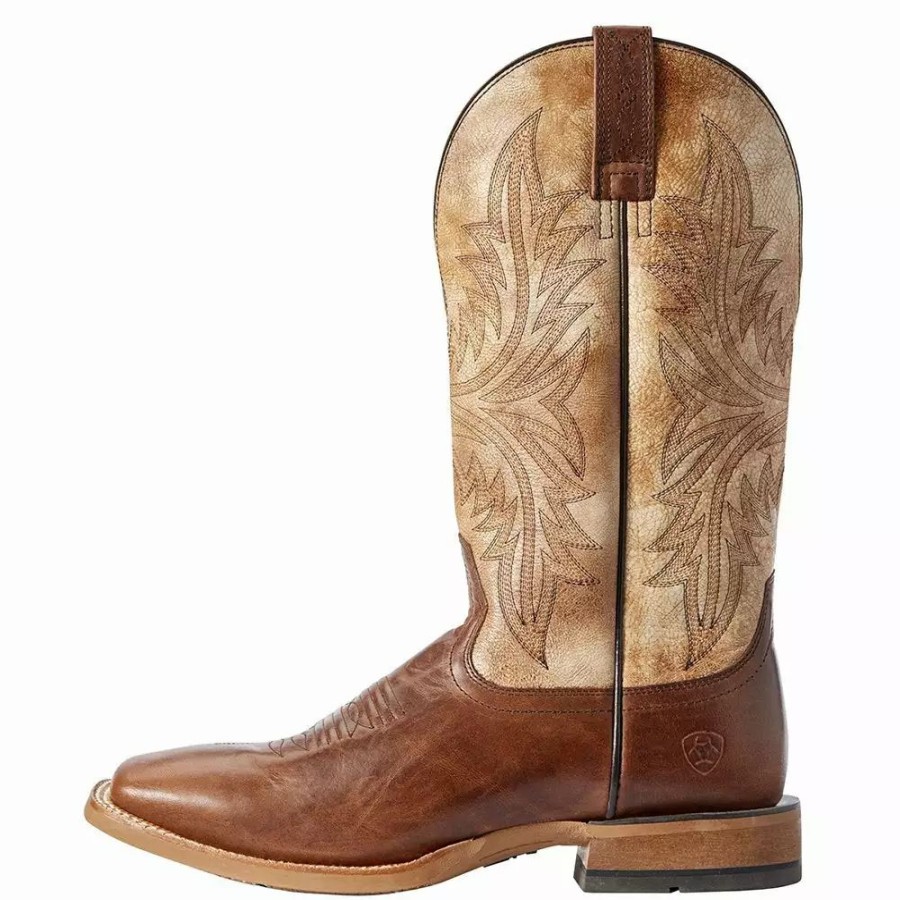 Men * | Ariat Men'S Ariat Red Brown Cowhand 13In. Tarnished Alabaster Top Cowboy Boots