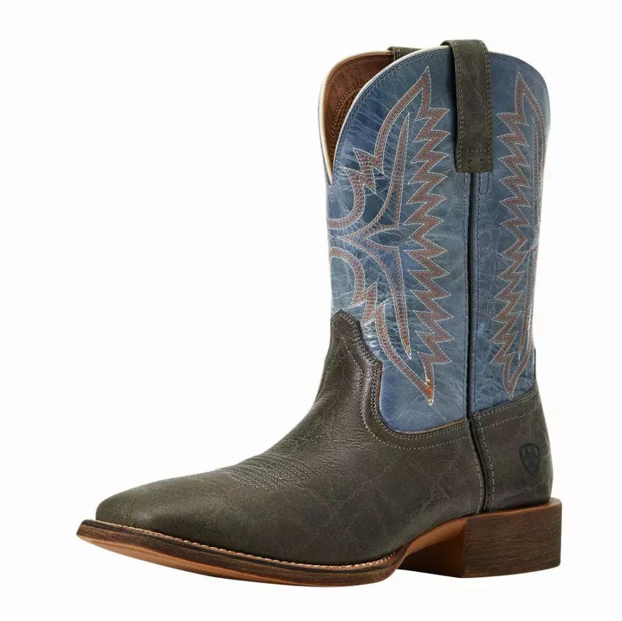 Men * | Ariat Men`S Grey/Blue Sport Square Toe Western Boot