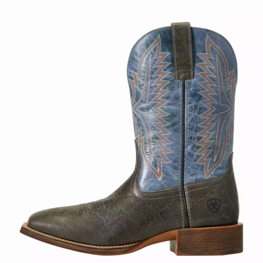 Men * | Ariat Men`S Grey/Blue Sport Square Toe Western Boot