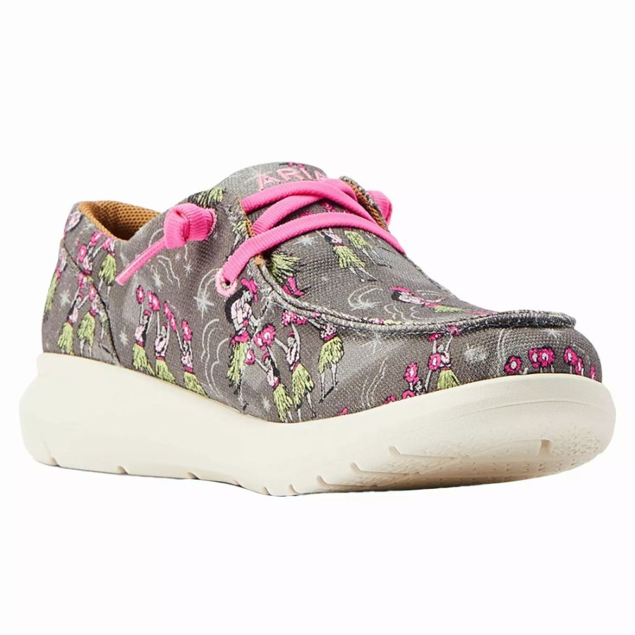 Women * | Ariat Women'S Grey Western Aloha Hula Print Hilo Casual