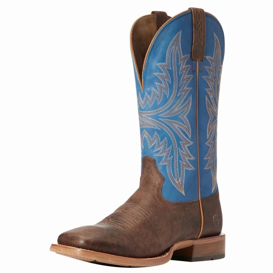 Men * | Men'S Ariat Cowhand Texas Dust 13In. Raindrop Blue Top Square Toe Boot