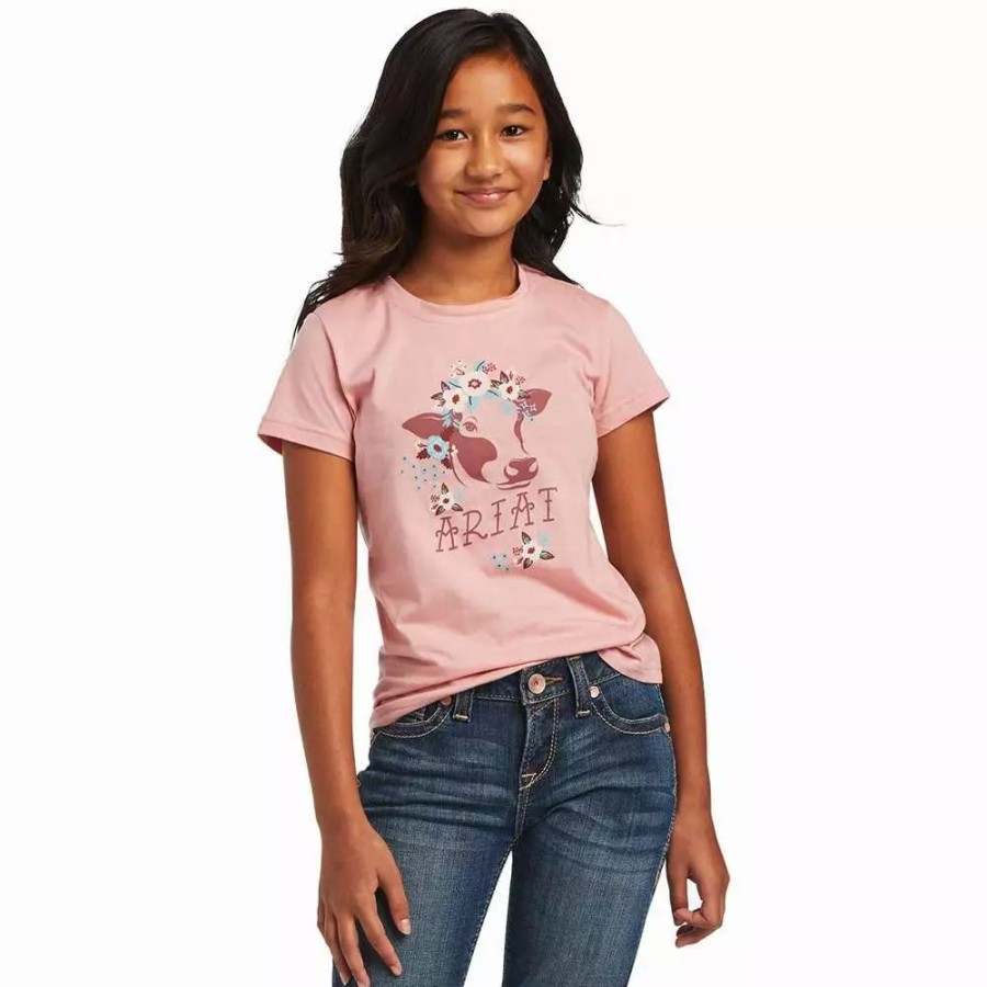 Kids * | Ariat Girl'S Real Moo-Chacha Tee