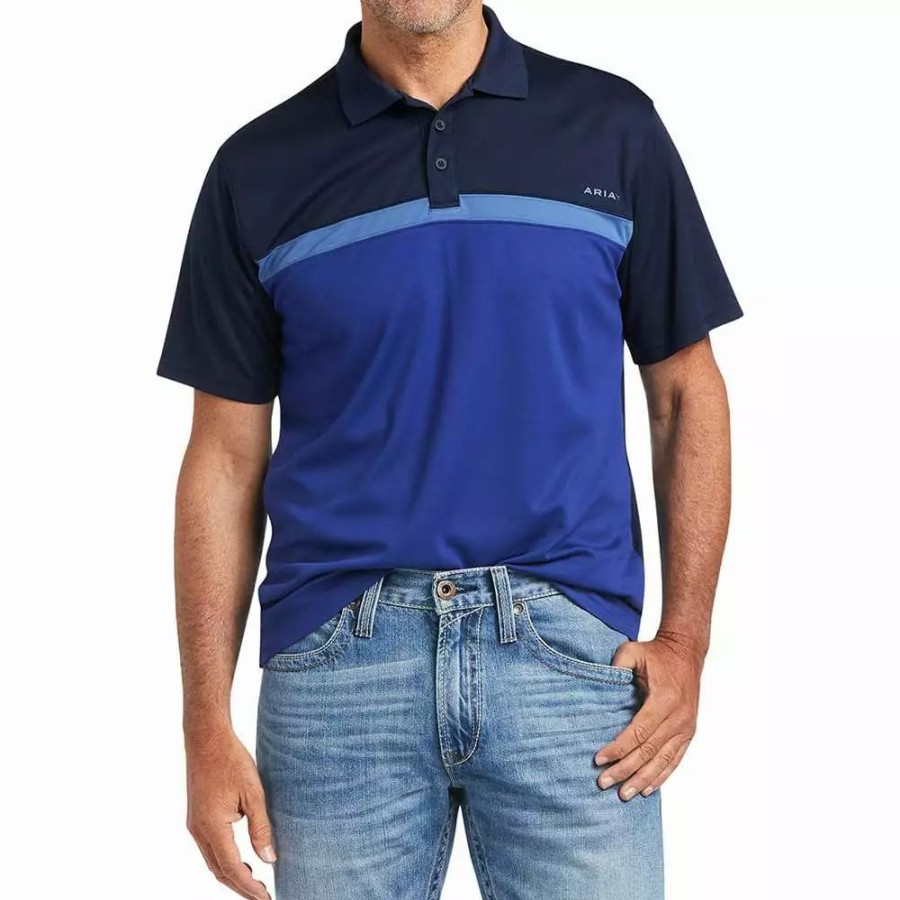 Men * | Ariat Men'S Color Block Fitted Polo