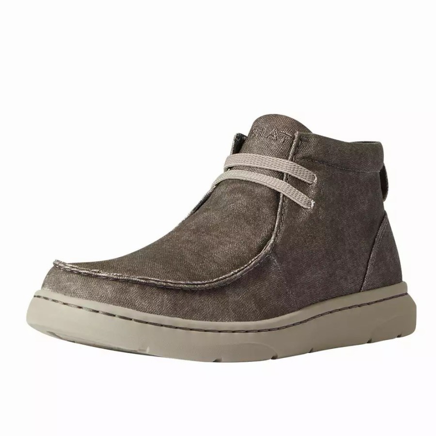 Kids * | Ariat Men'S Ariat Hilo Mid Stretch Charcoal Canvas Shoe