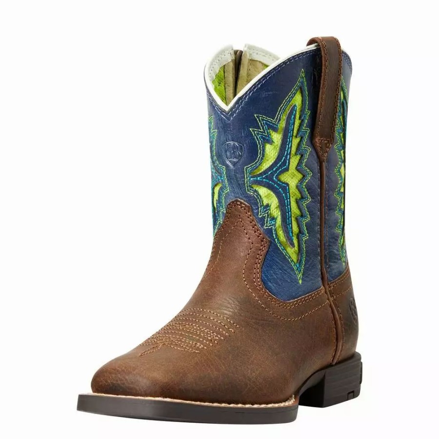 Kids * | Ariat Children'S Koel Venttek Rust And Daring Indigo Cowboy Boot