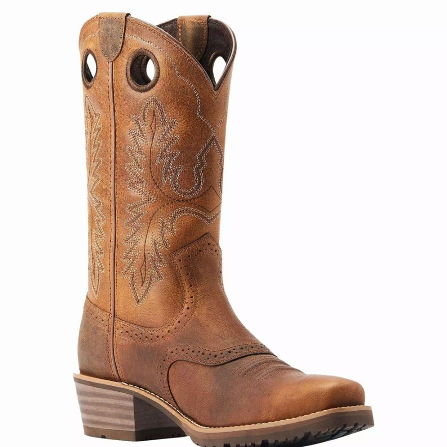 Men * | Ariat Men'S Hybrid Roughstock Sorrel Crunch Square Toe Boot